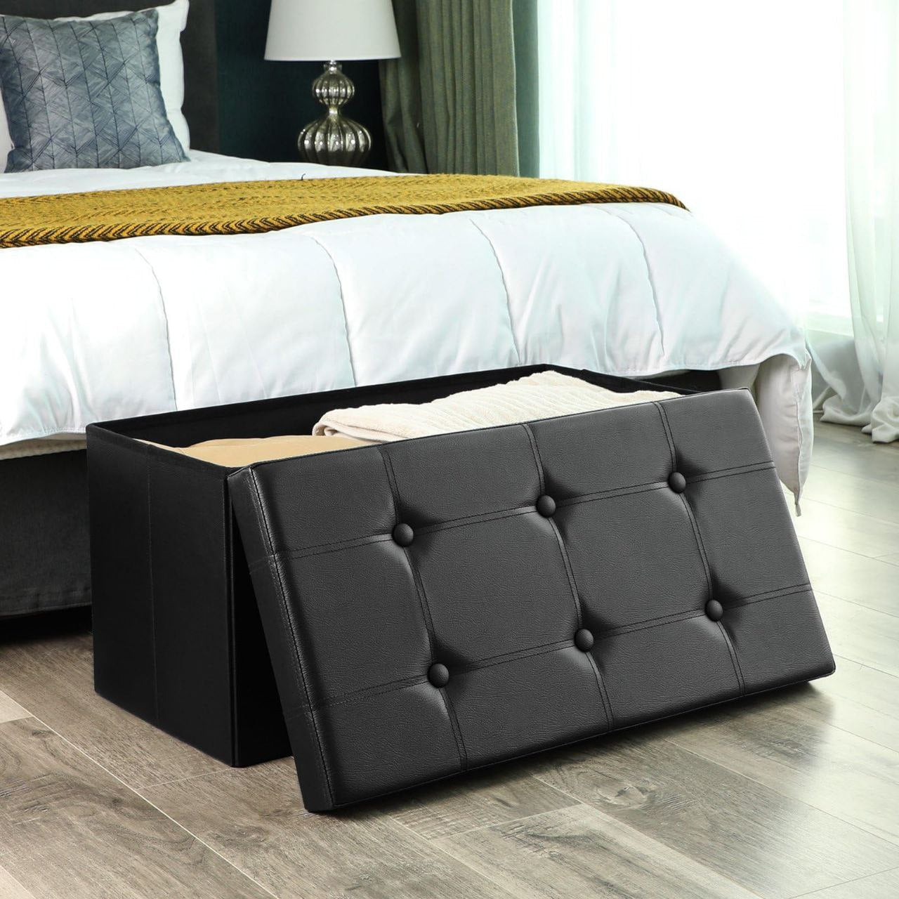 POUF Tabouret Pouf Cube Dé Pliable Pliant Coffre Cube Siège Boîte de Rangement,