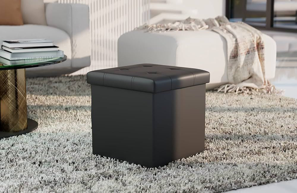 POUF Tabouret Pouf Cube Dé Pliable Pliant Coffre Cube Siège Boîte de Rangement,