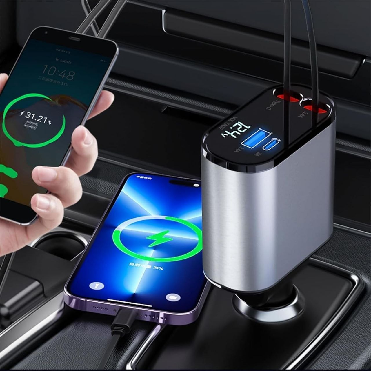 Chargeur de Voiture rétractable 4 en 1