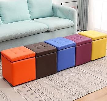 POUF Tabouret Pouf Cube Dé Pliable Pliant Coffre Cube Siège Boîte de Rangement,