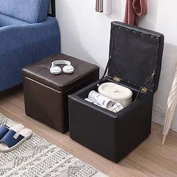 POUF Tabouret Pouf Cube Dé Pliable Pliant Coffre Cube Siège Boîte de Rangement,