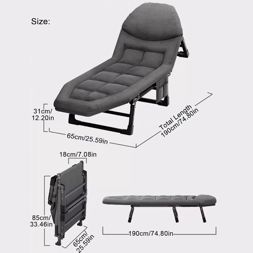 Lit Pliante de Camping inclinable Chaise Longue Pliante pour Jardin