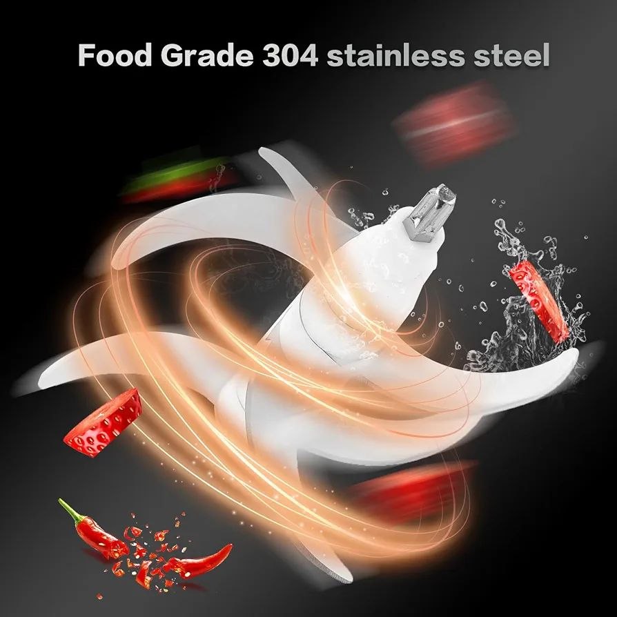 Hachoir à viande électrique,5L Coupe-légumes multifonction en acier inoxydable Avec 6 lames,5 vitesses, Mixeur Hachoir Idéal pour Viande, Légumes