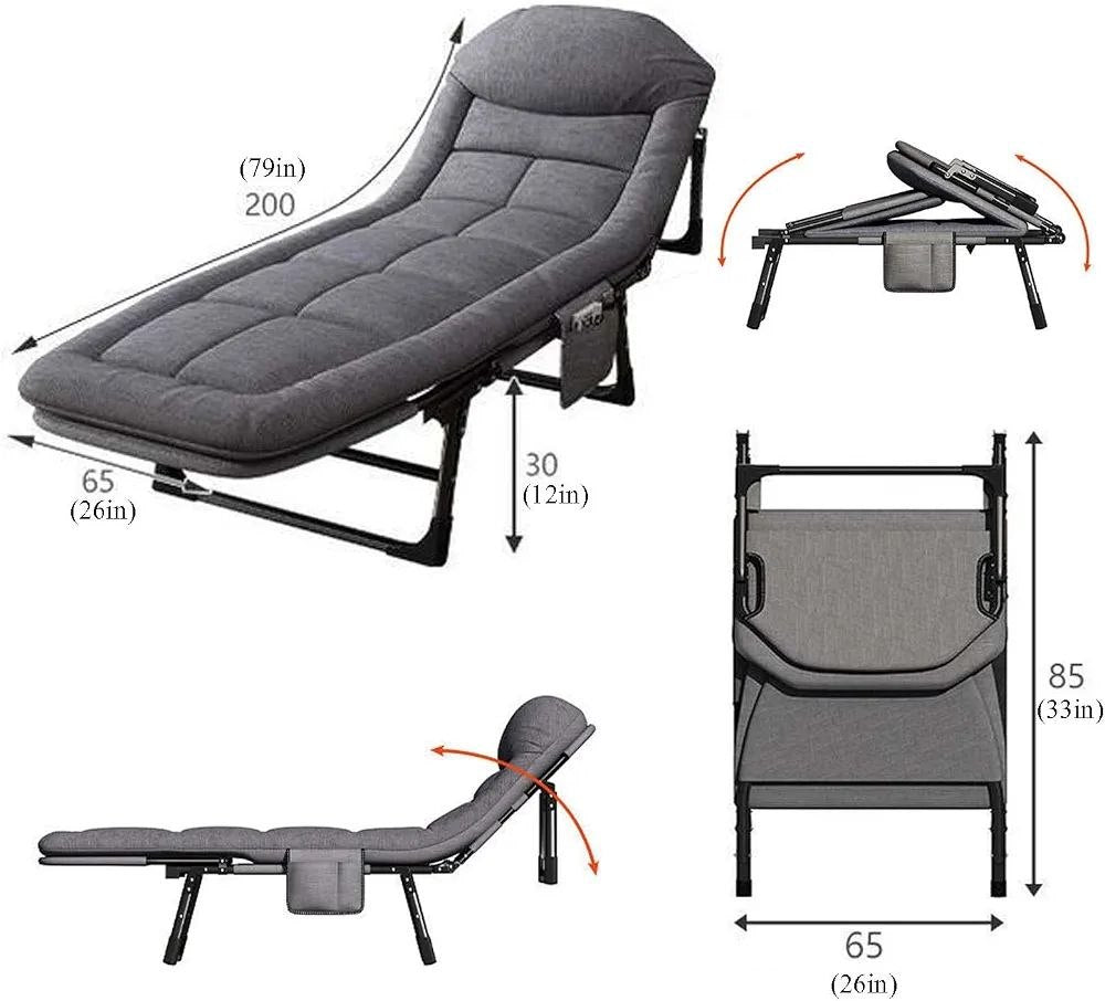 Lit Pliante de Camping inclinable Chaise Longue Pliante pour Jardin