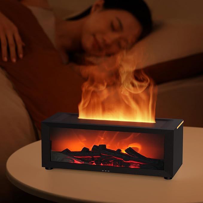 Diffuseur d'Huiles Essentielles 150 ml - Flamme 3D Avec Télécommande, LED 7