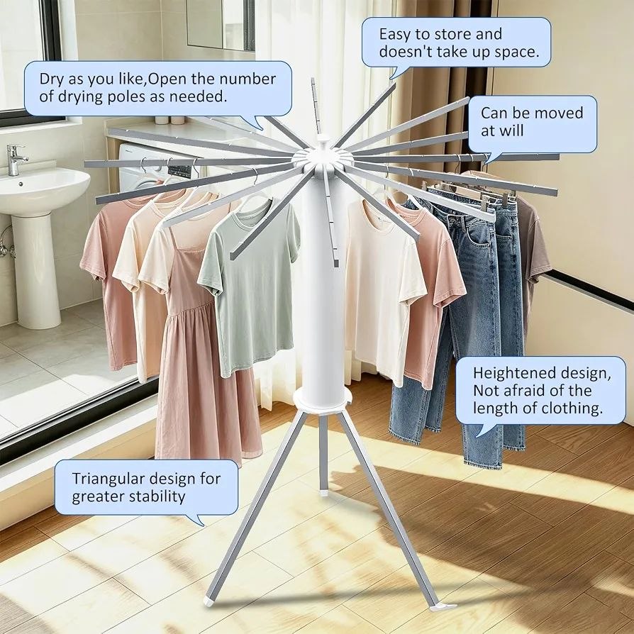 Séchoir à Linge sur Trépied, Etendoir a Linge Pliable